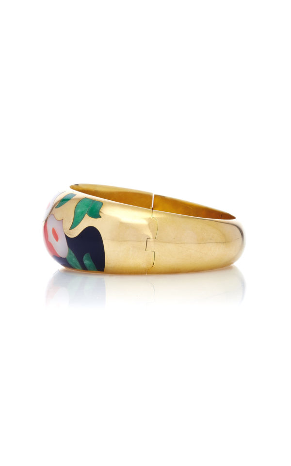Inlaid Mother of Pearl, Coral and Hardstone Bracelet - Image 2