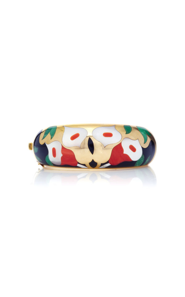 Inlaid Mother of Pearl, Coral and Hardstone Bracelet - Image 4