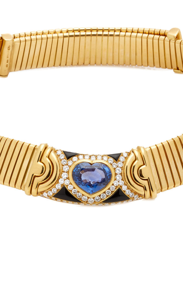 Unique Bulgari Gold Sapphire Onyx Choker - Image 3