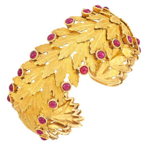Buccellati Ruby and Gold Leaf Bracelet