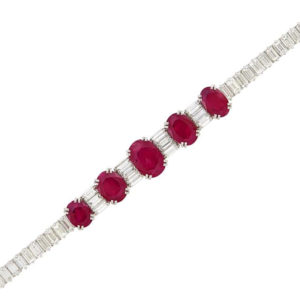Ruby and Diamond Line Bracelet