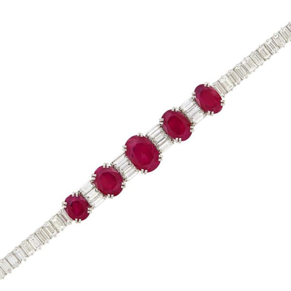 Ruby and Diamond Line Bracelet