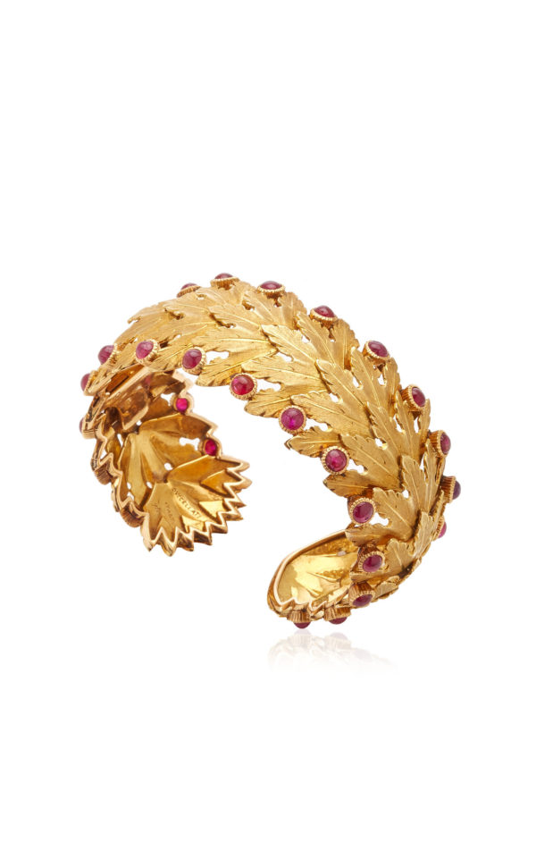 Buccellati Ruby and Gold Leaf Bracelet - Image 3