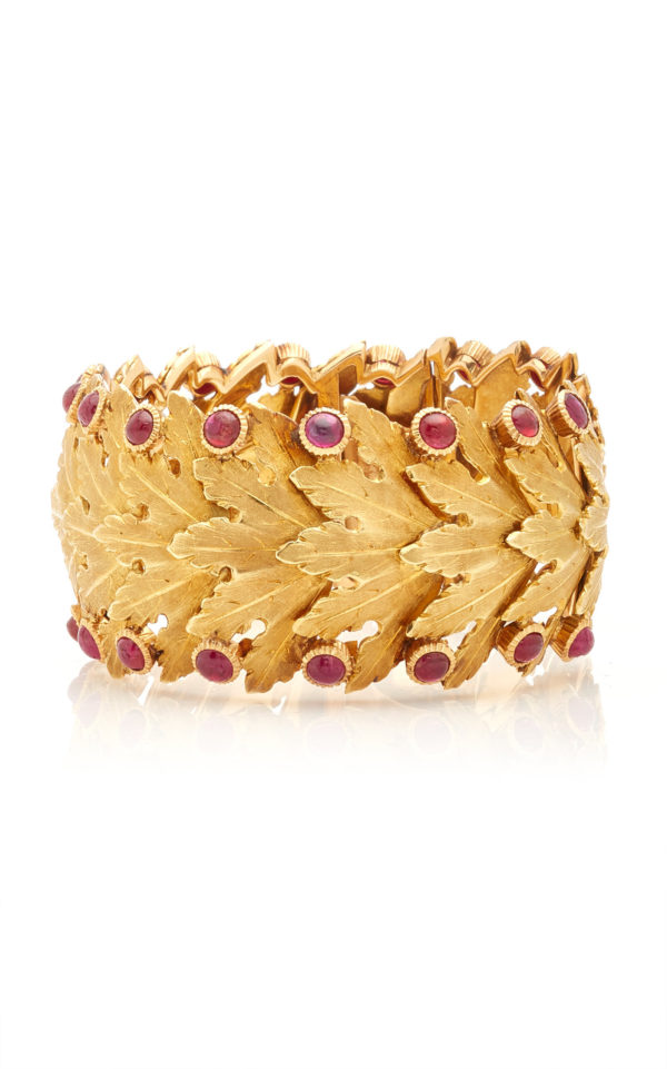 Buccellati Ruby and Gold Leaf Bracelet - Image 4