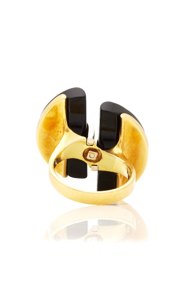 Geometrical Diamond Onyx Gold Ring - Image 3