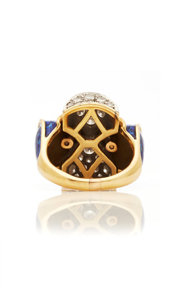 Blue Enamel and Diamond Ring - Image 4