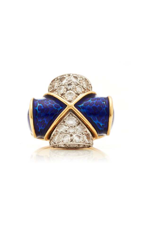 Blue Enamel and Diamond Ring - Image 5
