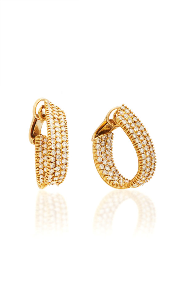 Diamonds and Yellow Gold Hoop Earrings - Image 3