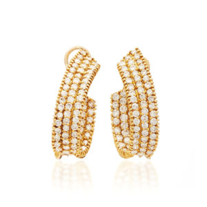 Diamonds and Yellow Gold Hoop Earrings
