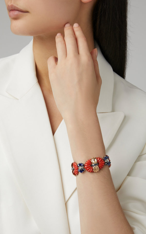 Chic Coral & Sapphire Bracelet - Image 3
