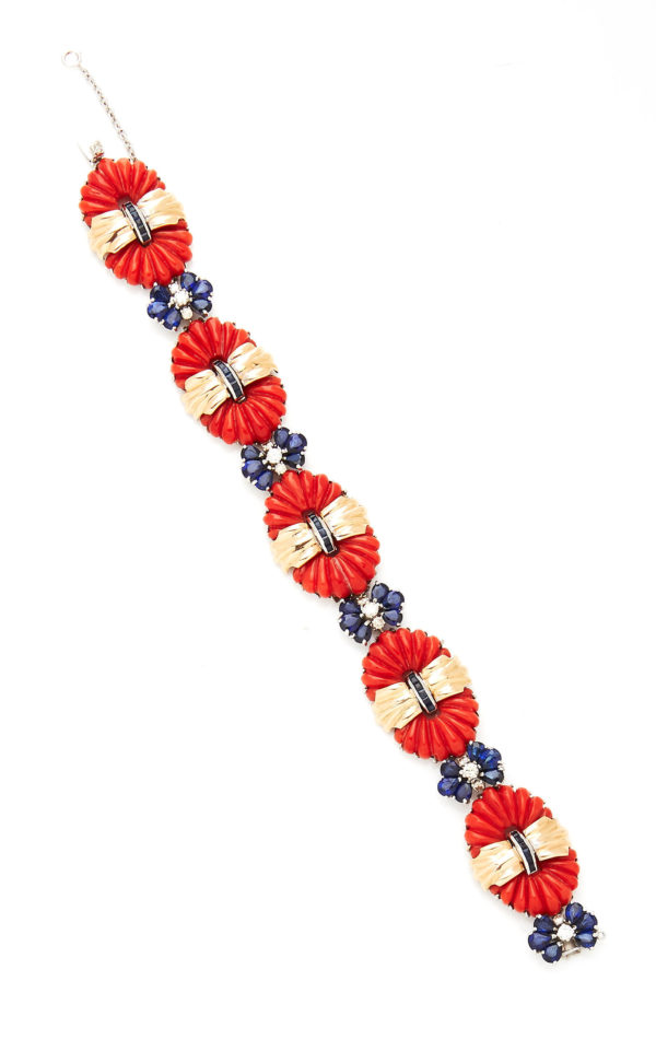 Chic Coral & Sapphire Bracelet - Image 2