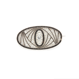Art Deco Onyx and Diamond Brooch