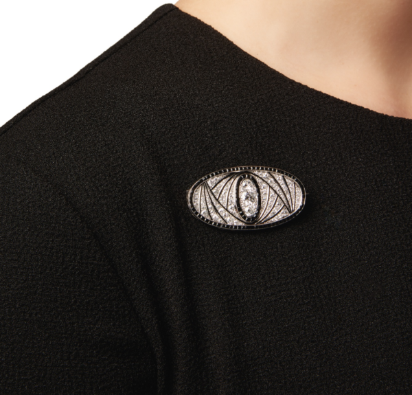 Art Deco Onyx and Diamond Brooch - Image 2