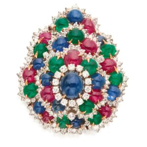 Bulgari Dolce Vita Period Sapphire, Ruby and Emerald Brooch
