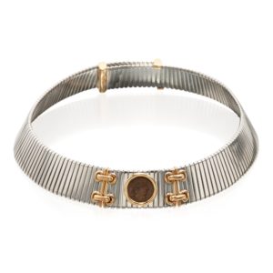 Bulgari Steel Gold and Ancient Coin Choker