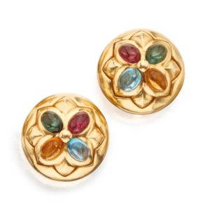 Bulgari Multi-Color Stones and Gold Ear-Clips