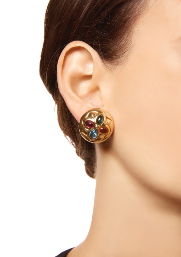 Bulgari Multi-Color Stones and Gold Ear-Clips - Image 2