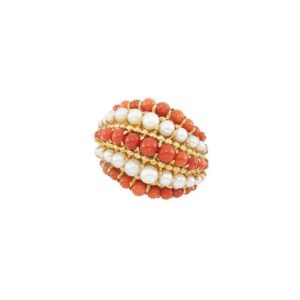 Van Cleef Coral and Pearl Ring