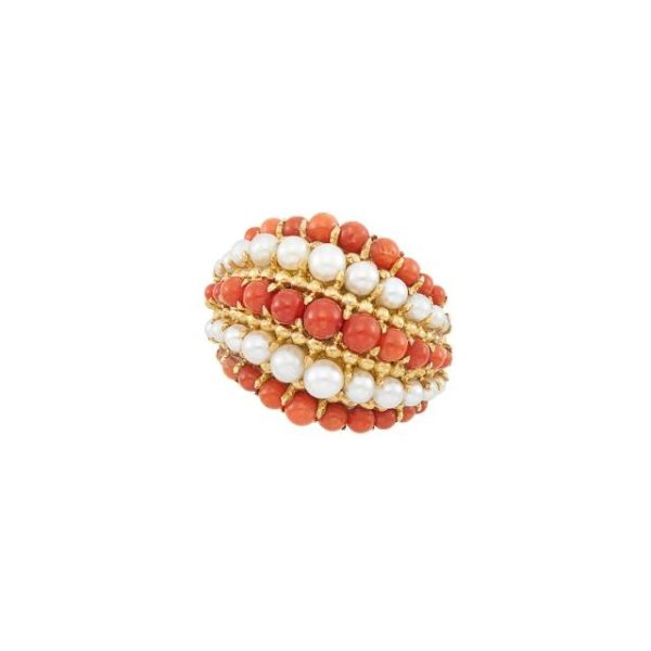 Van Cleef Coral and Pearl Ring
