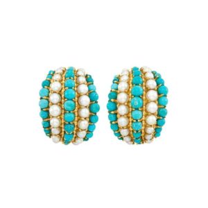 Van Cleef & Arpels Turquoise and Pearls Earclips