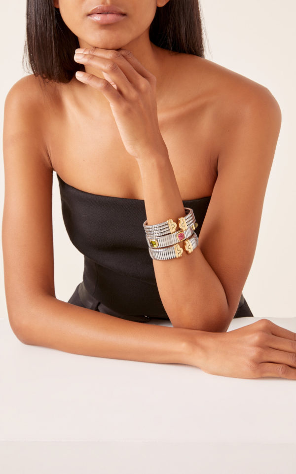 Bulgari Three Steel and Gold Tubogas Bracelet - Image 2