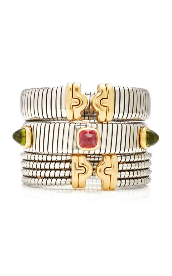 Bulgari Three Steel and Gold Tubogas Bracelet - Image 4