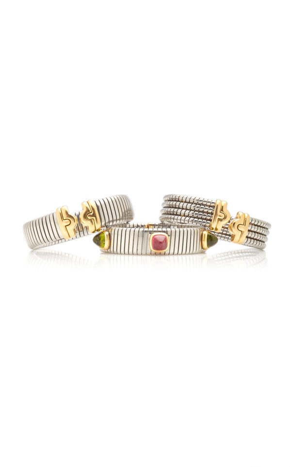 Bulgari Three Steel and Gold Tubogas Bracelet - Image 3