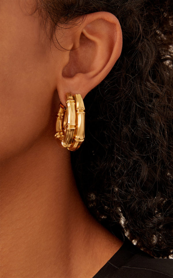 Cartier Gold Bamboo Hoop Earclips - Image 2