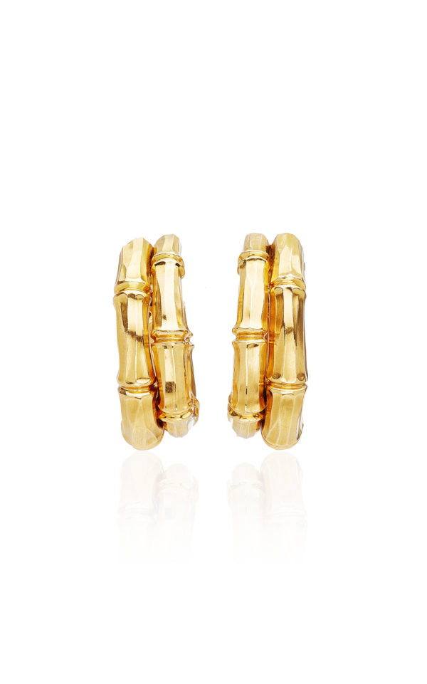 Cartier Gold Bamboo Hoop Earclips - Image 4