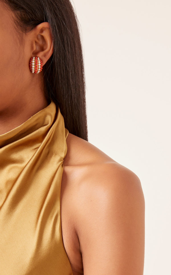 Van Cleef Coral and Pearls Retro Earclips - Image 2