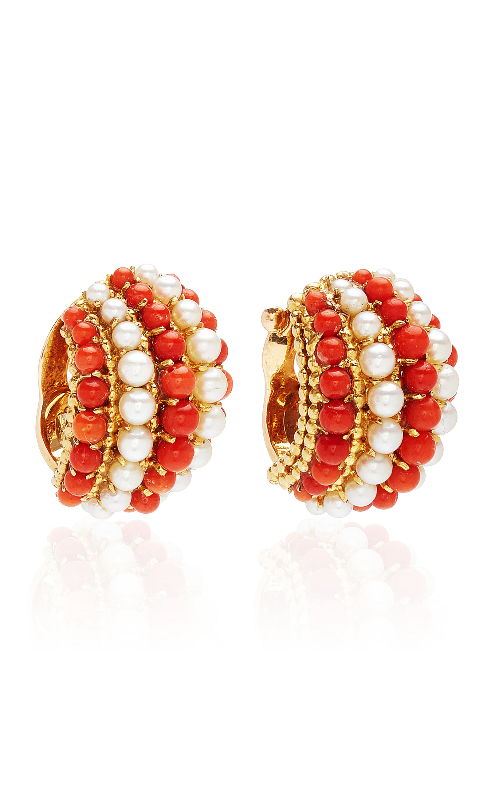 Van Cleef Coral and Pearls Retro Earclips - Image 3