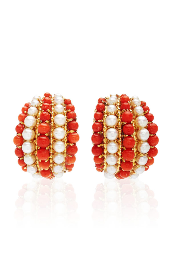 Van Cleef Coral and Pearls Retro Earclips - Image 4