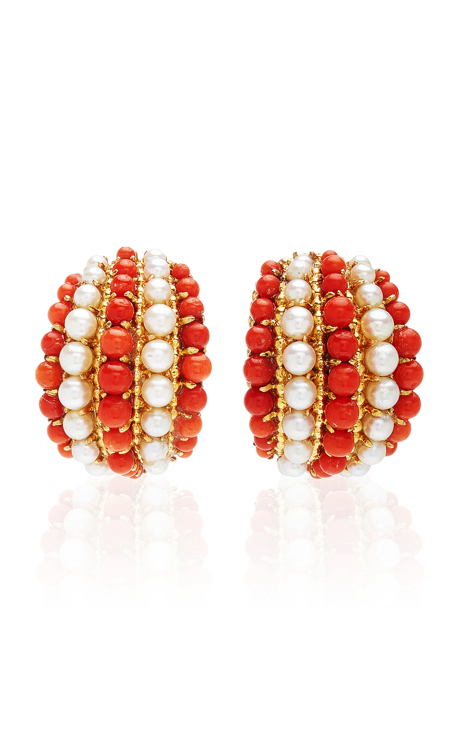 Van Cleef Coral and Pearls Retro Earclips - Image 4