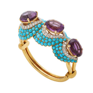 Retro French Turquoise Amethyst Bracelet