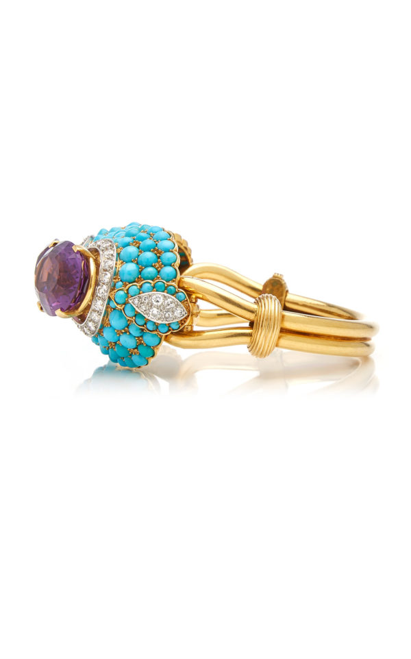 Retro French Turquoise Amethyst Bracelet - Image 4