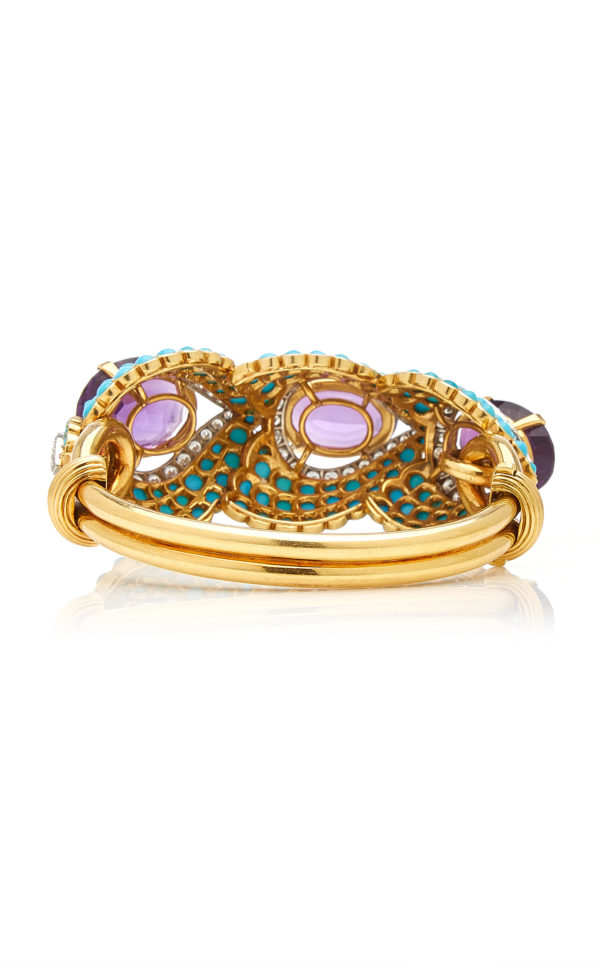 Retro French Turquoise Amethyst Bracelet - Image 5