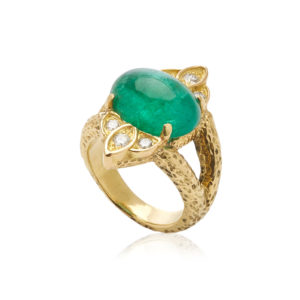 Cabochon Emerald and Gold Ring