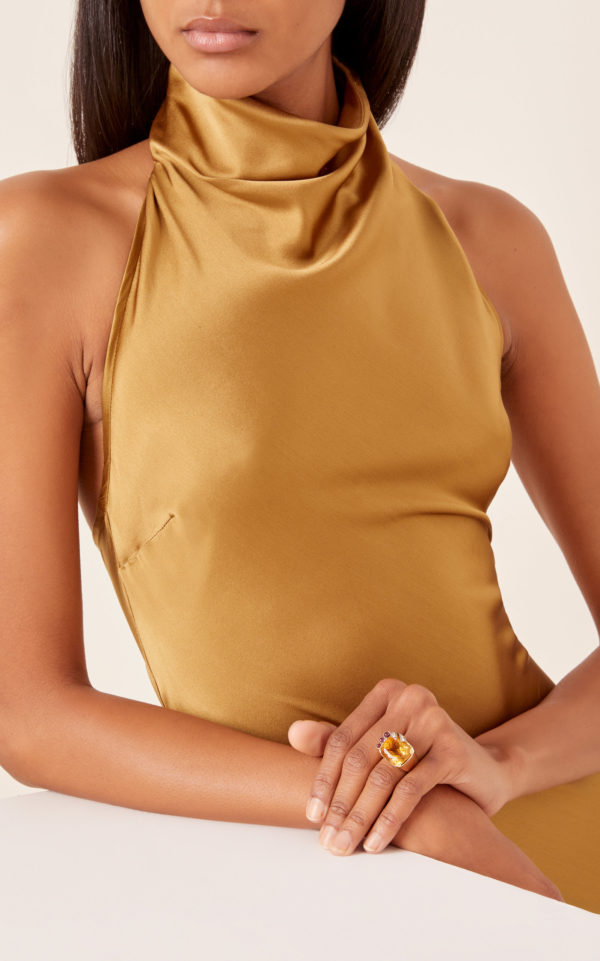 Ruby Citrine and Gold Retro Ring - Image 2