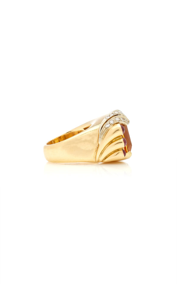 Ruby Citrine and Gold Retro Ring - Image 5