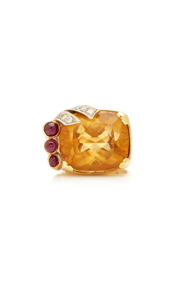 Ruby Citrine and Gold Retro Ring - Image 6