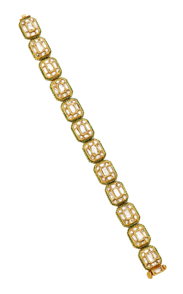 Indian Diamond and Enamel Bracelet