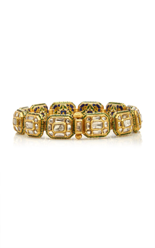 Indian Diamond and Enamel Bracelet - Image 4