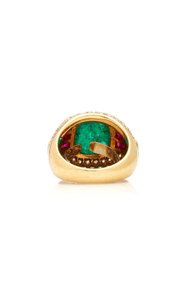 Sugarloaf Emerald Ruby and Diamond Ring - Image 4