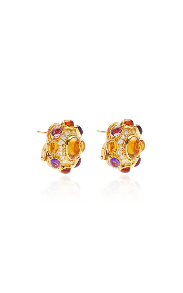 Bulgari Multi-Color Stones and Diamond Ear-clips - Image 3