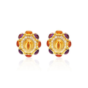 Bulgari Multi-Color Stones and Diamond Ear-clips