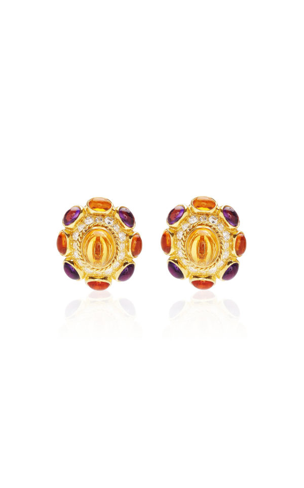 Bulgari Multi-Color Stones and Diamond Ear-clips