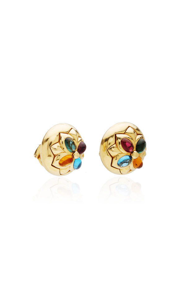 Bulgari Colored Stones and Gold Earclips - Image 3
