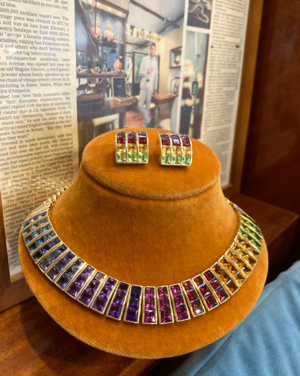 Rainbow Gem-Set and Gold Necklace and Earrings - Image 3