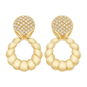 Gold and Diamond Reversible Pendant-Earrings