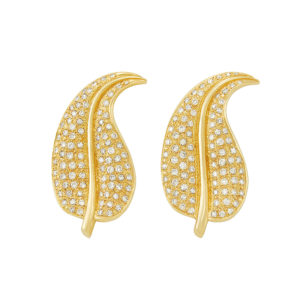 Double Gold and Diamond Leaf Brooches